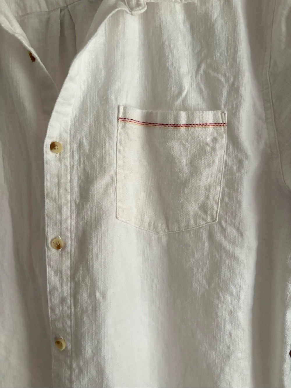 Marine Layer Stretch Selvage Short Sleeve Shirt Cotton in Natural Ivory XXL - Picture 11 of 14